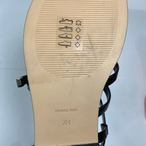 Micheal Kors Darrington Flat Strappy Black Leather Sandals Women's Size 7M - Picture 8 of 10